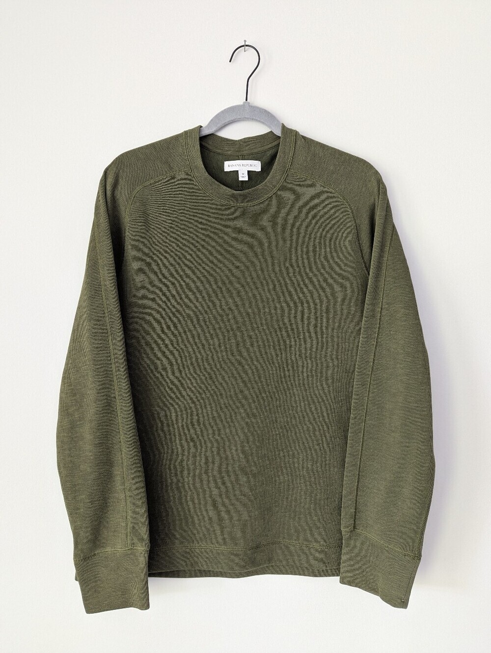 Banana Republic Slub Double-Knit Crew-Neck T-Shirt Green Mangrove Soft Classic - Picture 2 of 10